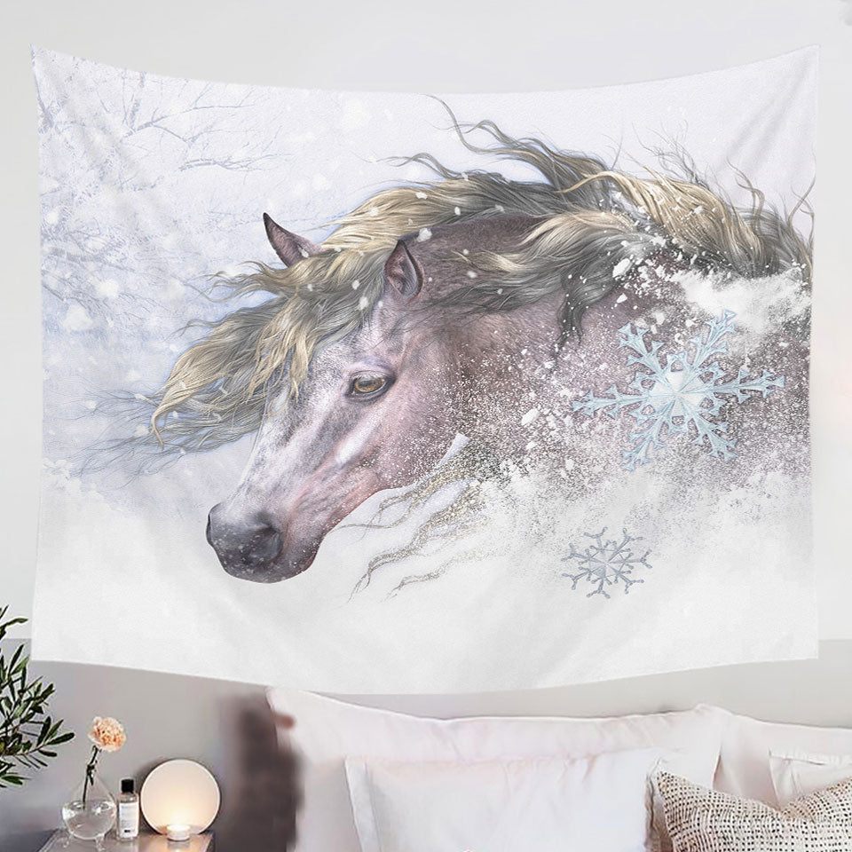 Winter-Wall-Decor-Snow-and-Bright-Hair-White-Horse