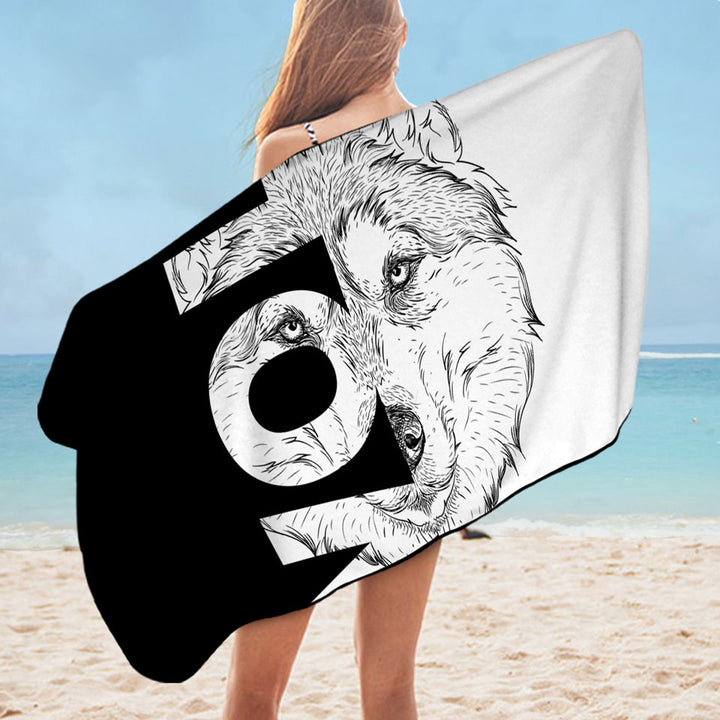 Wolf Microfiber Beach Towel