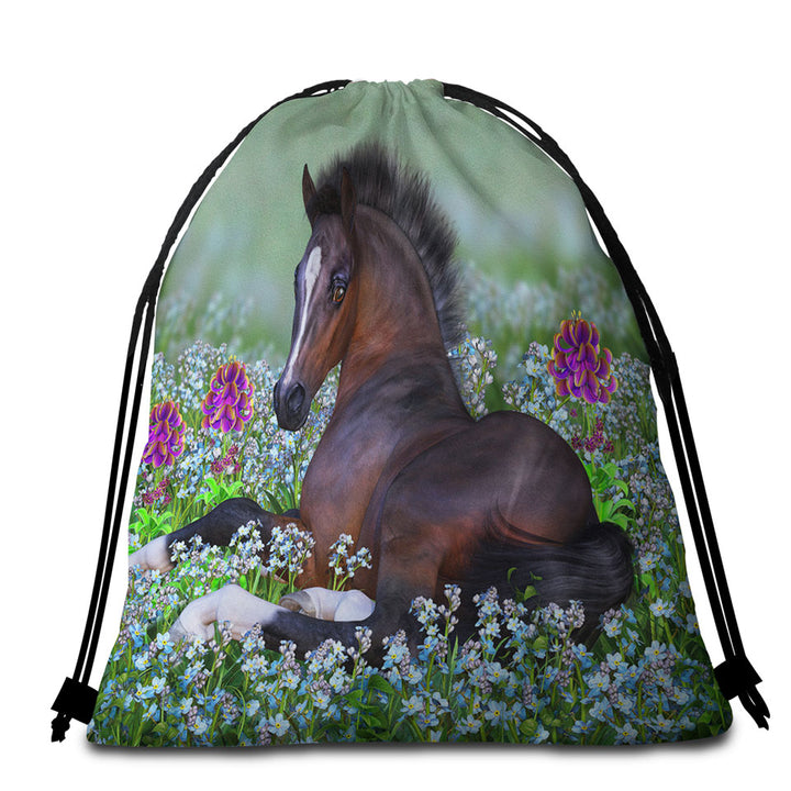 Best Beach Towel Bags with Honorable Horse the Black Pearl Horses Art