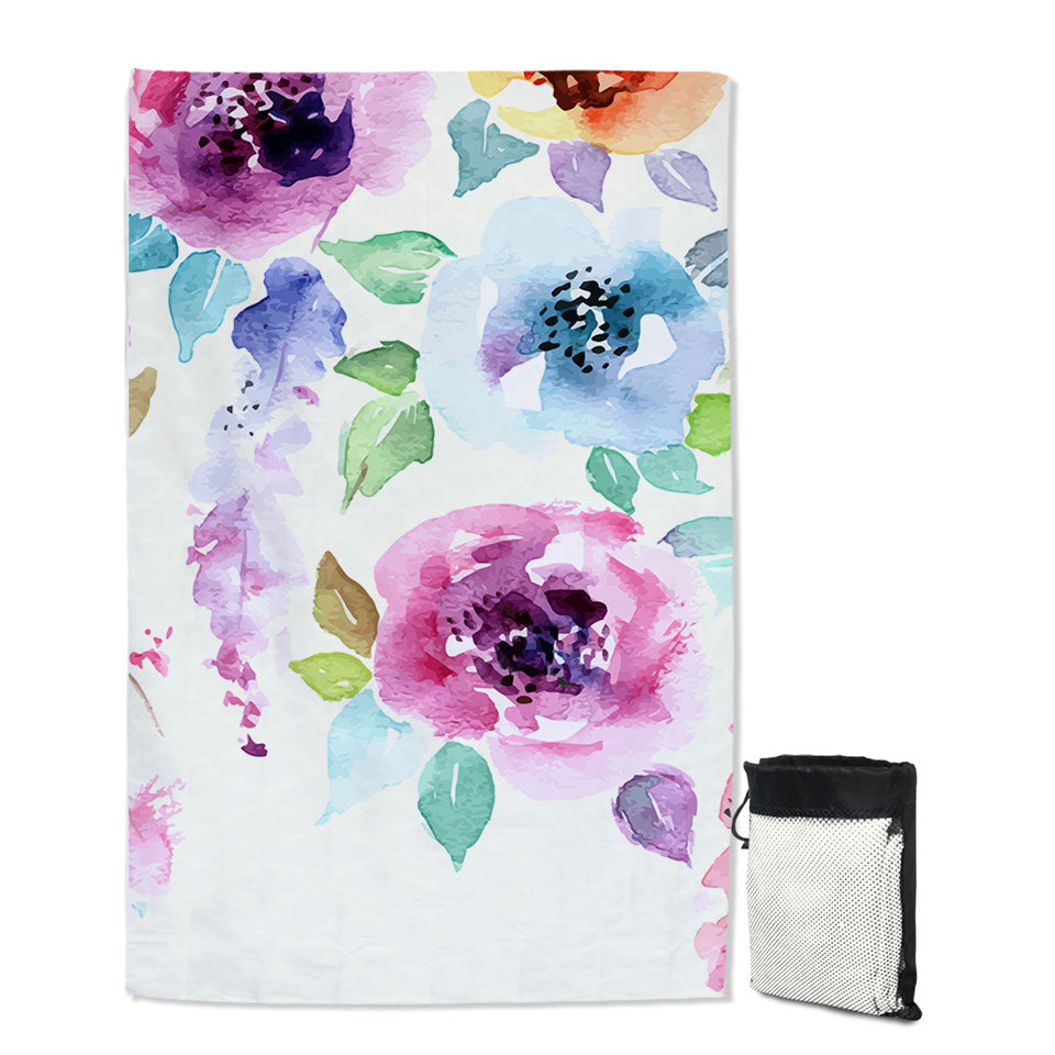 Womens Beach Towels Watercolor Floral Painting