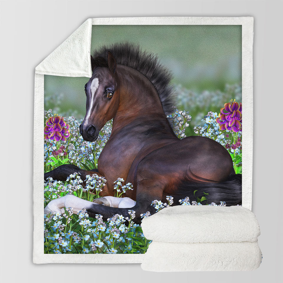 products/Womens-Sofa-Blankets-Stunning-Horse-Art-Foal-and-Flowers