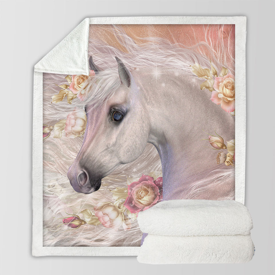 products/Womens-Sofa-Blankets-Winter-Rose-Roses-and-White-Horse