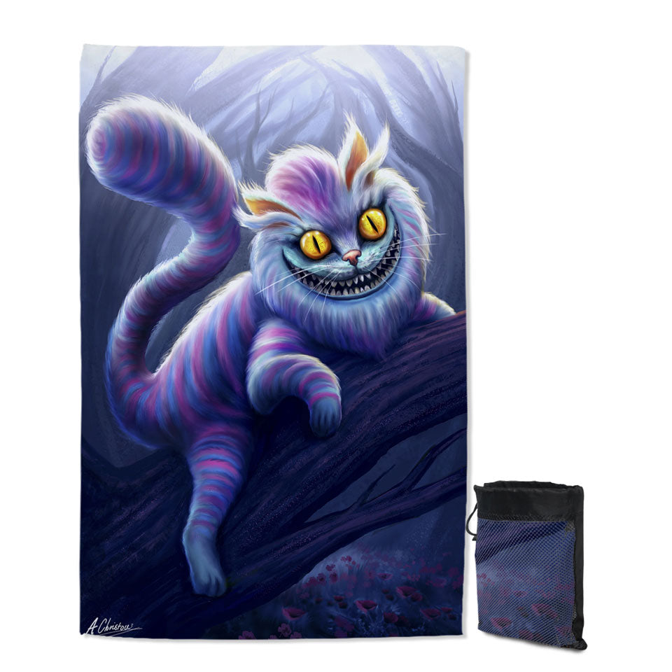 Wonderland Purple Cat Quick Dry Beach Towels