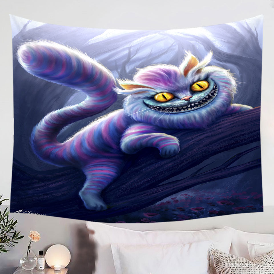 Wonderland-Purple-Cat-Tapestry-Wall-Decor