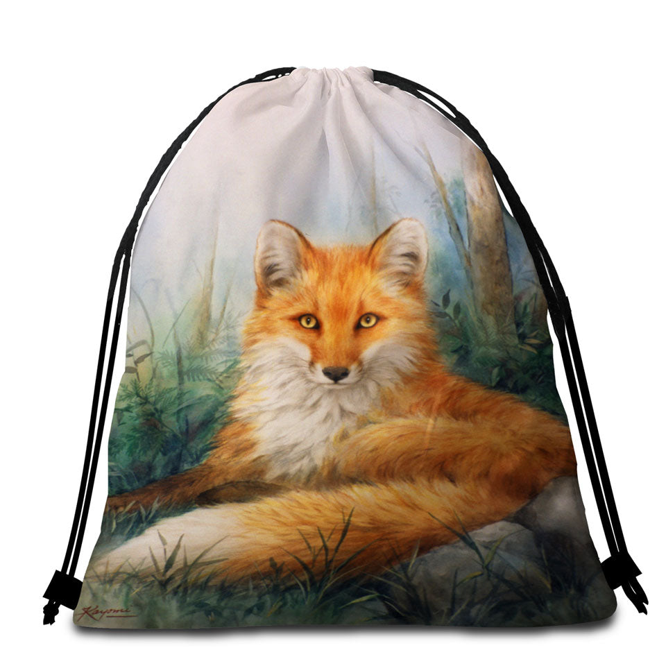Wood and Beauty Fox Art Painting Beach Towel Pack