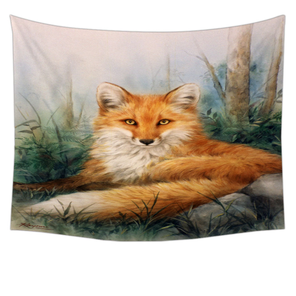 Wood and Beauty Fox Art Painting Tapestry