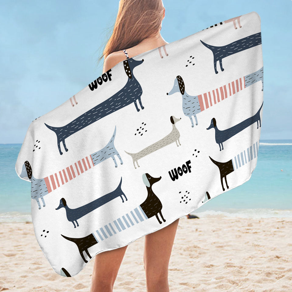 Woof Dachshund Microfibre Beach Towels