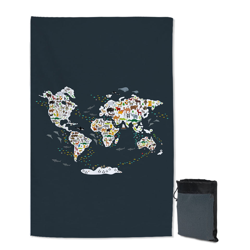World Map Travel Towel for Children with Animals