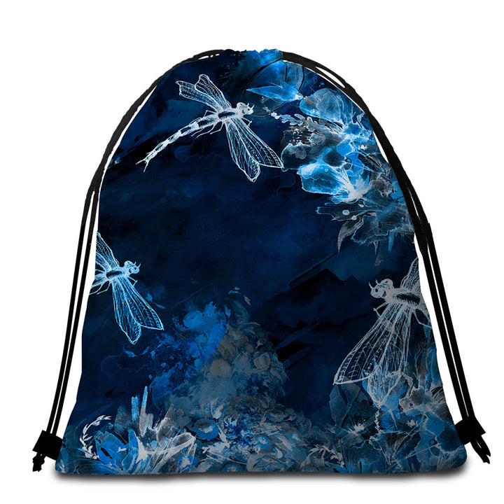 X ray Blue Flowers and Dragonflies Beach Towel Pack
