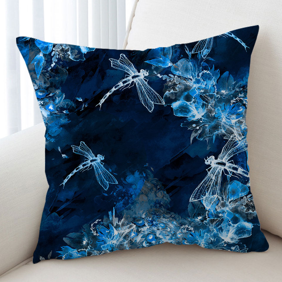 X ray Blue Flowers and Dragonflies Cushion Covers