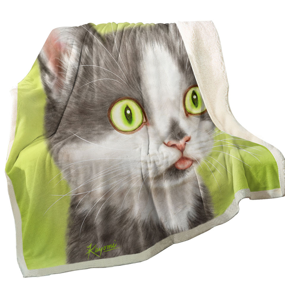 Yearning Grey Kitty Cat Couch Throws