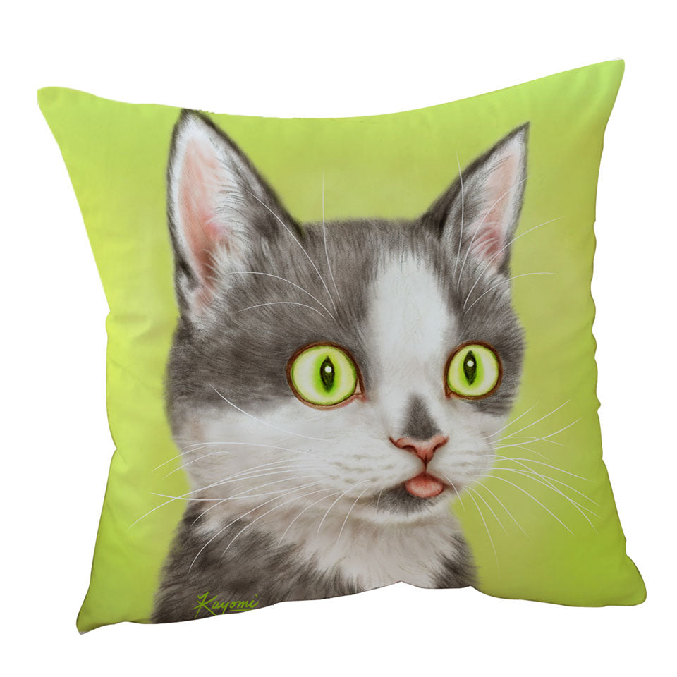 Yearning Grey Kitty Cat Decorative Pillows