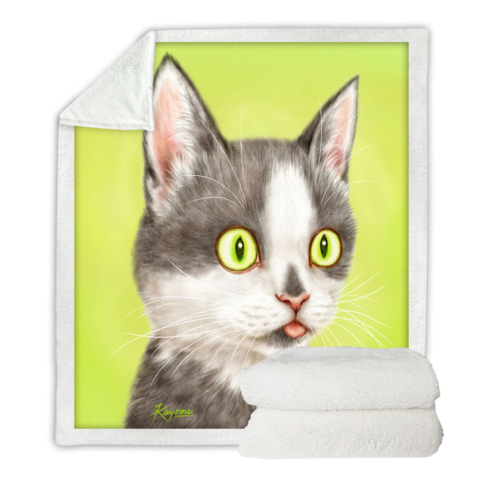 Yearning Grey Kitty Cat Lightweight Blankets