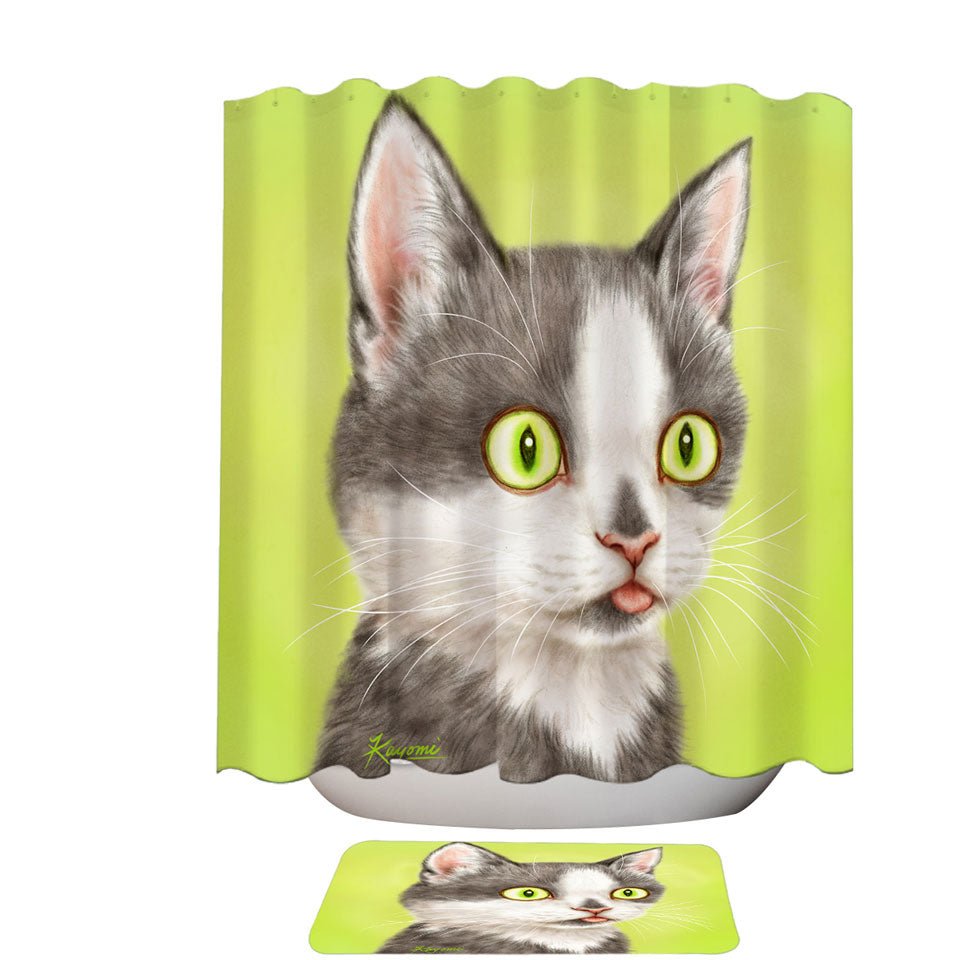 Yearning Grey Kitty Cat Shower Curtains Online