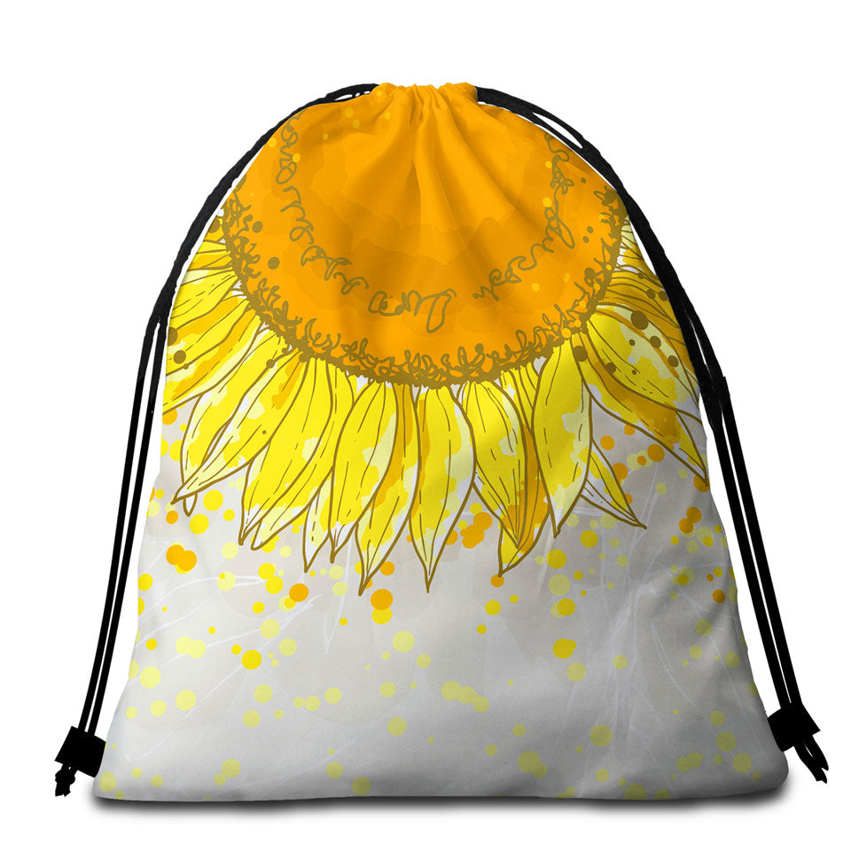 Yellow Spots and Sunflower Beach Towel Bags