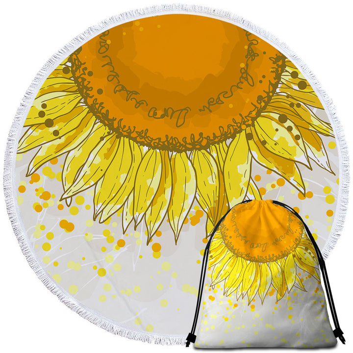 Yellow Spots and Sunflower Beach Towels and Bags Set