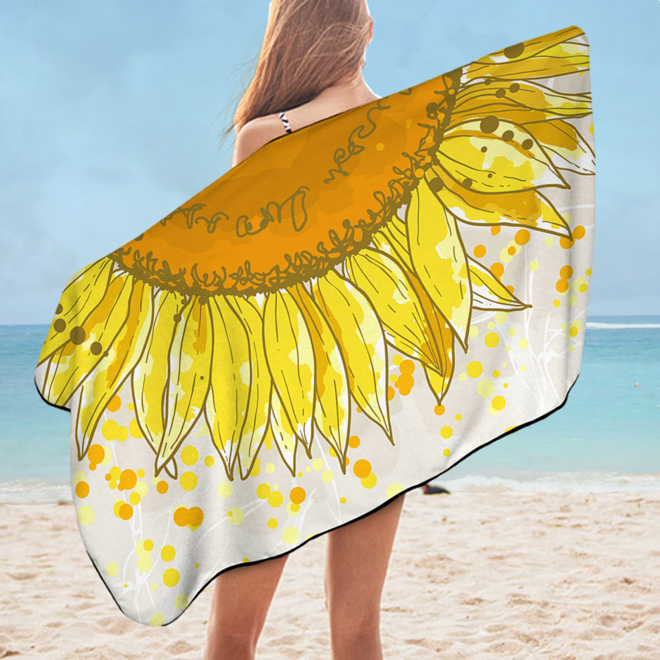 Yellow Spots and Sunflower Lightweight Beach Towel