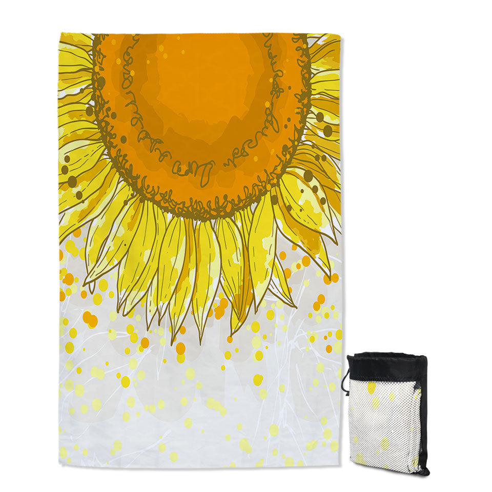 Yellow Spots and Sunflower Quick Dry Beach Towel