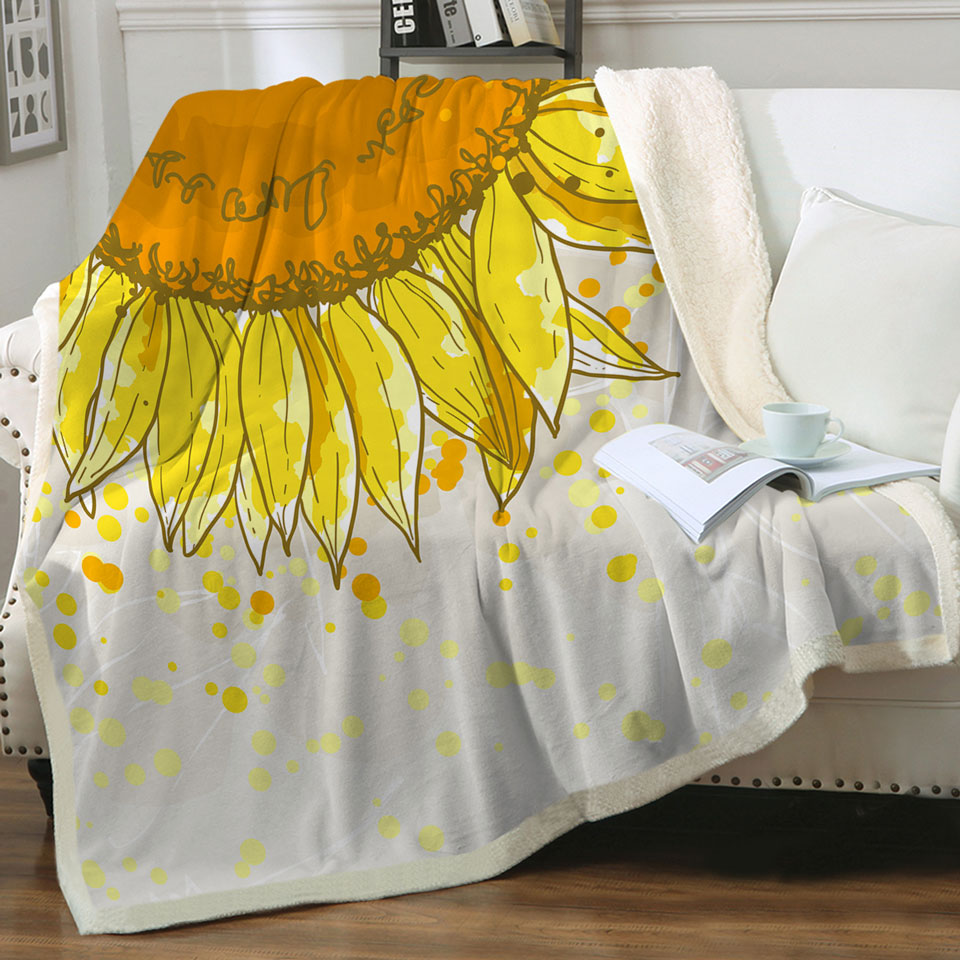 Yellow Spots and Sunflower Sherpa Blanket