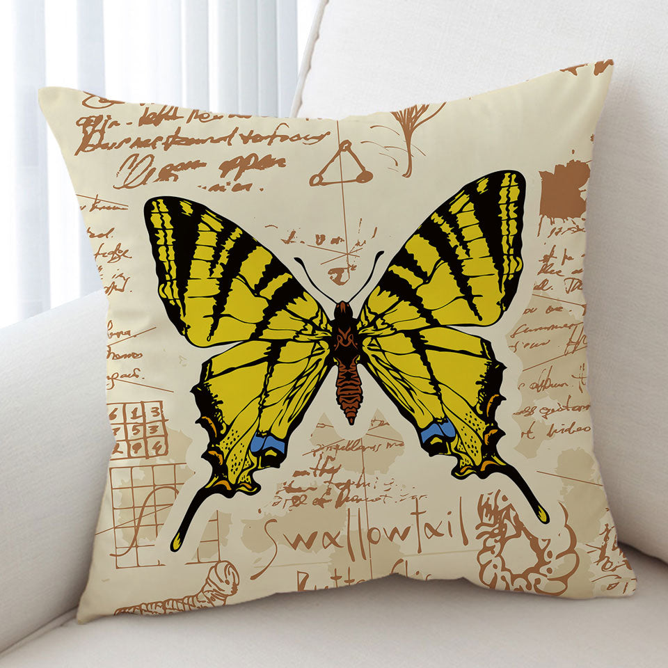 Yellow Swallowtail Butterfly Cushion