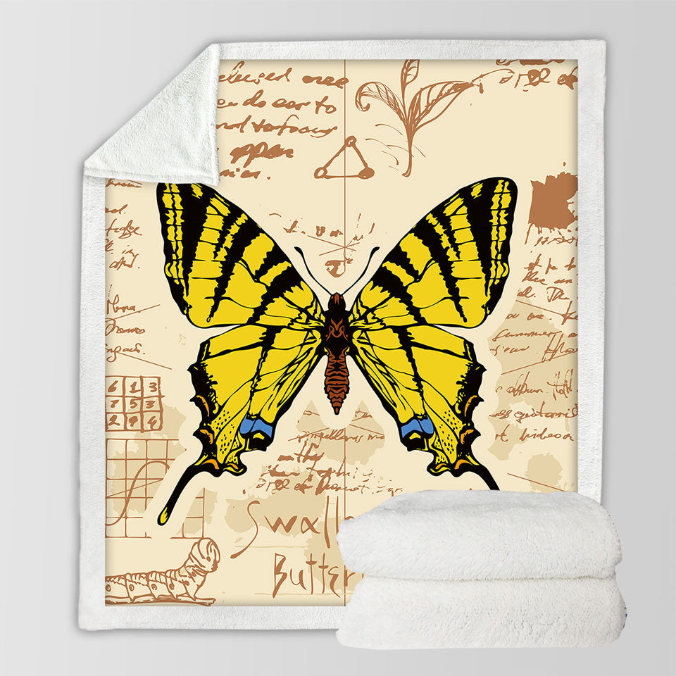 Yellow Swallowtail Butterfly Throw Blanket