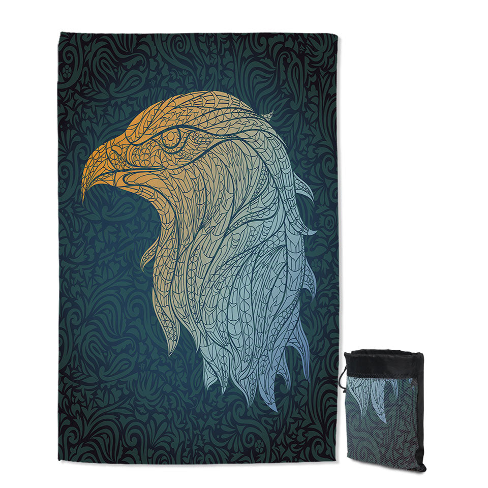 Yellow to Blue Eagle Head Beach Towels