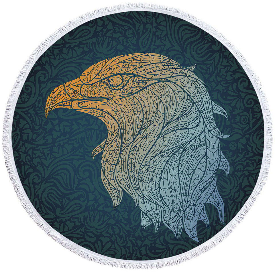 Yellow to Blue Eagle Head Cool Beach Towels