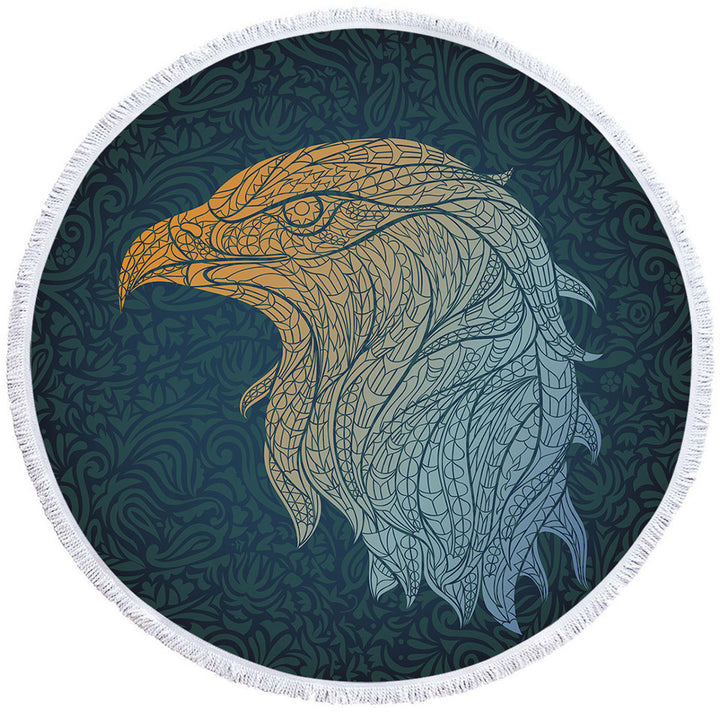 Yellow to Blue Eagle Head Cool Beach Towels