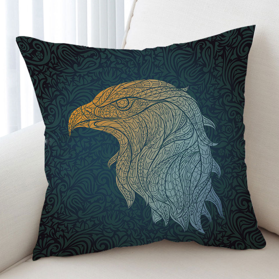 Yellow to Blue Eagle Head Cushion Cover