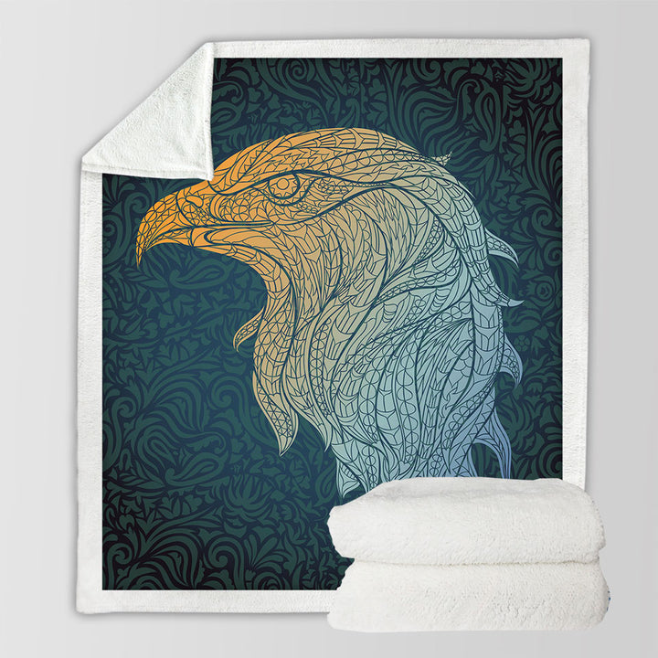 Yellow to Blue Eagle Head Mens Sofa Blankets
