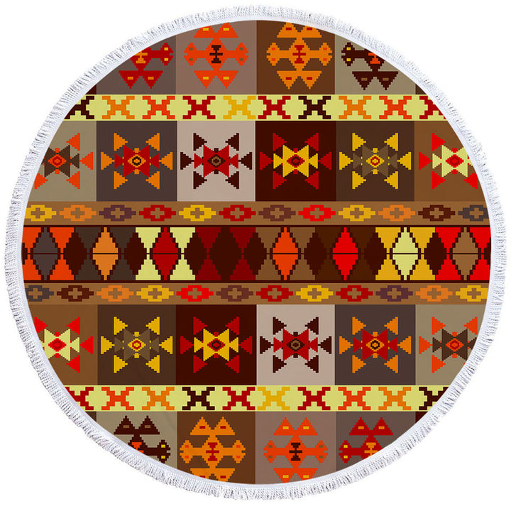 Yellow to Red Aztec Pattern Big Beach Towels