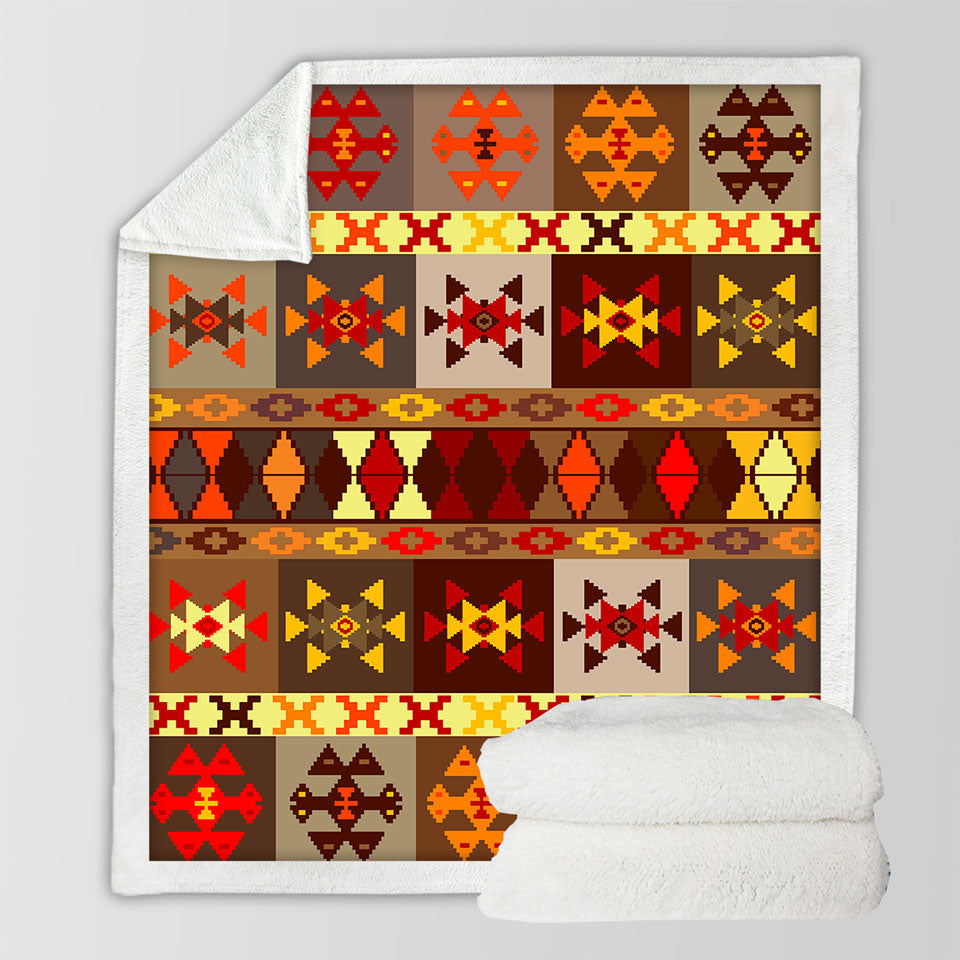 Yellow to Red Aztec Pattern Decorative Blankets