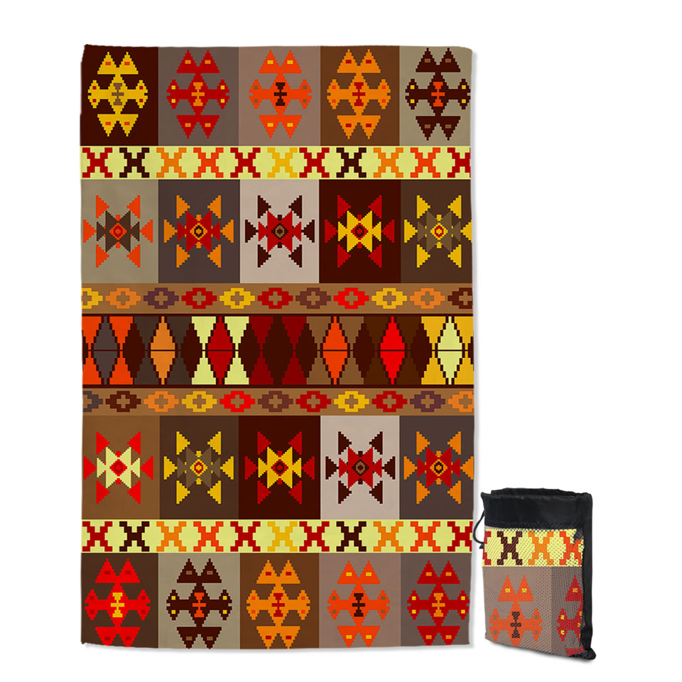 Yellow to Red Aztec Pattern Microfiber Towels For Travel