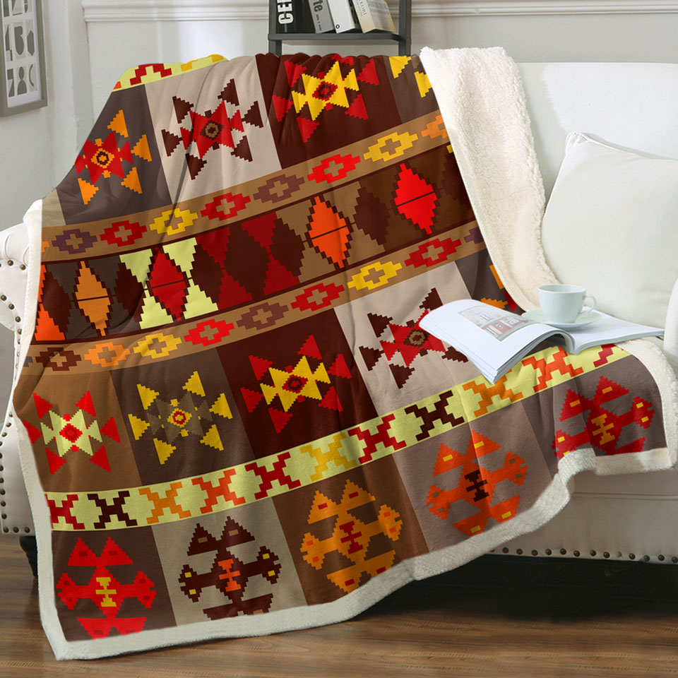 Yellow to Red Aztec Pattern Unique Throws