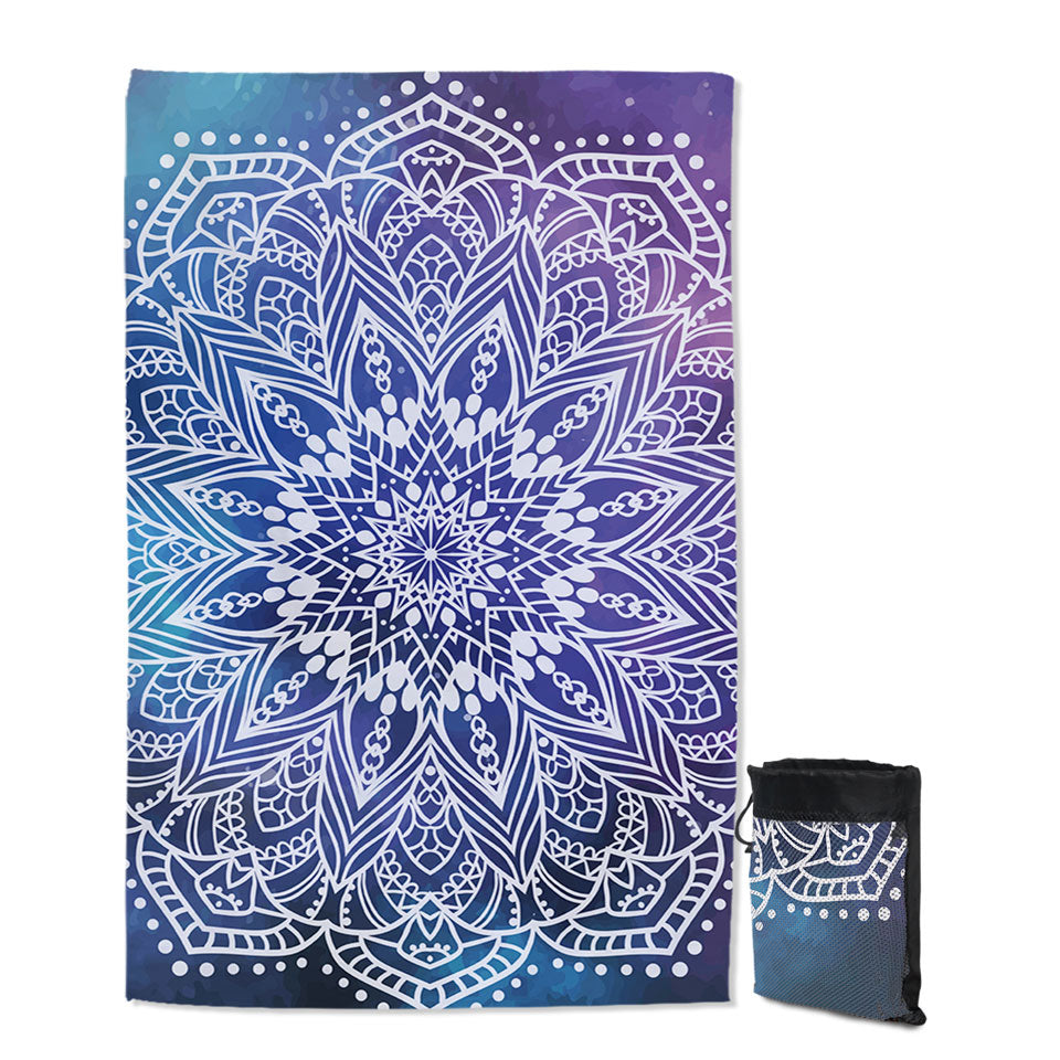 Youga Beach Towels with White Mandala Over Space