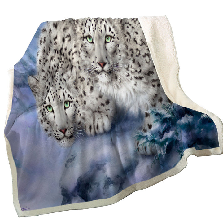 Young Explorers Snow Forest White Leopards Blankets