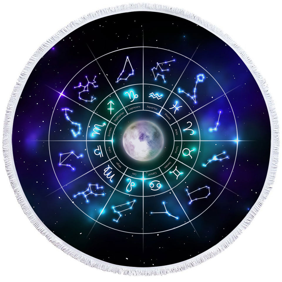 Zodiac Beach Towels Moon Over Space