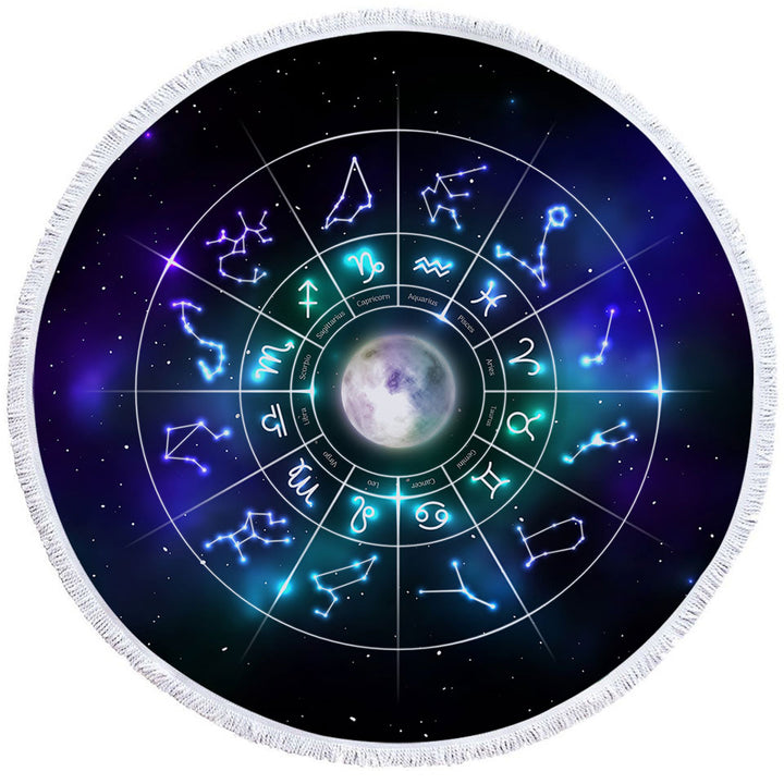 Zodiac Beach Towels Moon Over Space
