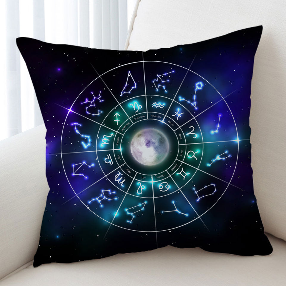 Zodiac Cushion Covers Moon Over Space