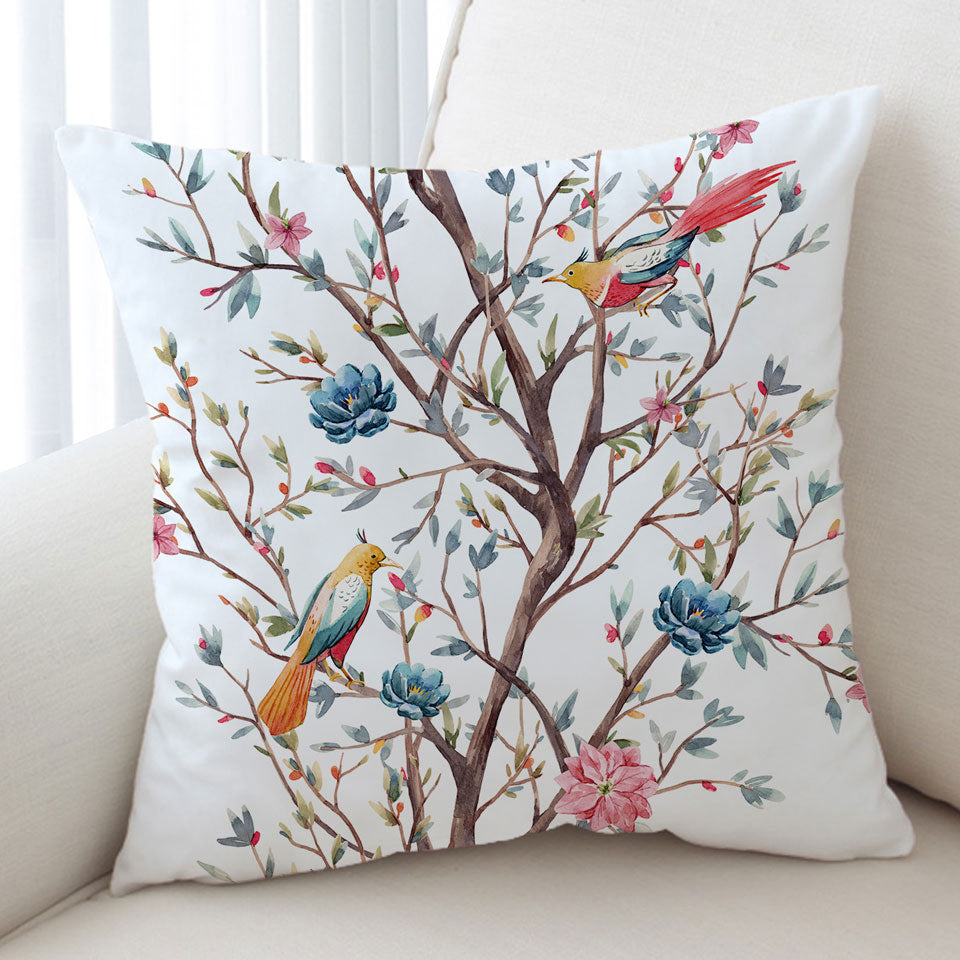 a Flowering Tree and Birds Cushion